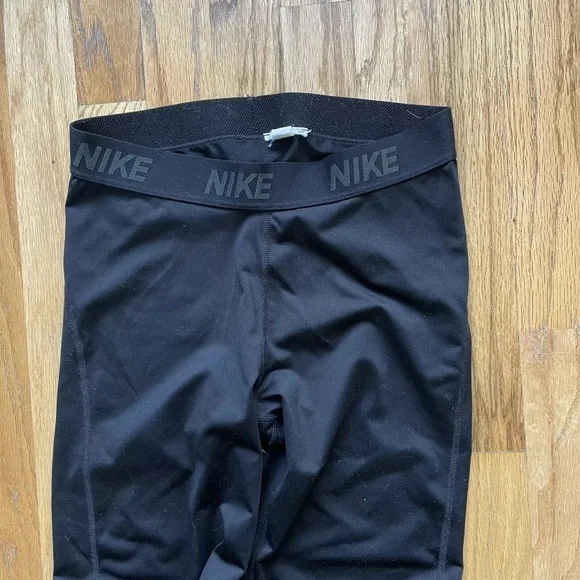 Women's Nike Dry Victory Training Black White Logo Running Compression Tights M
